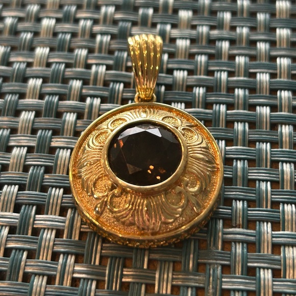 Gold Plated Sterling Smoky Topaz Enhancer - Picture 2 of 8